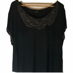 Forever 21 - Black Beaded Oversized Short Sleeve Top